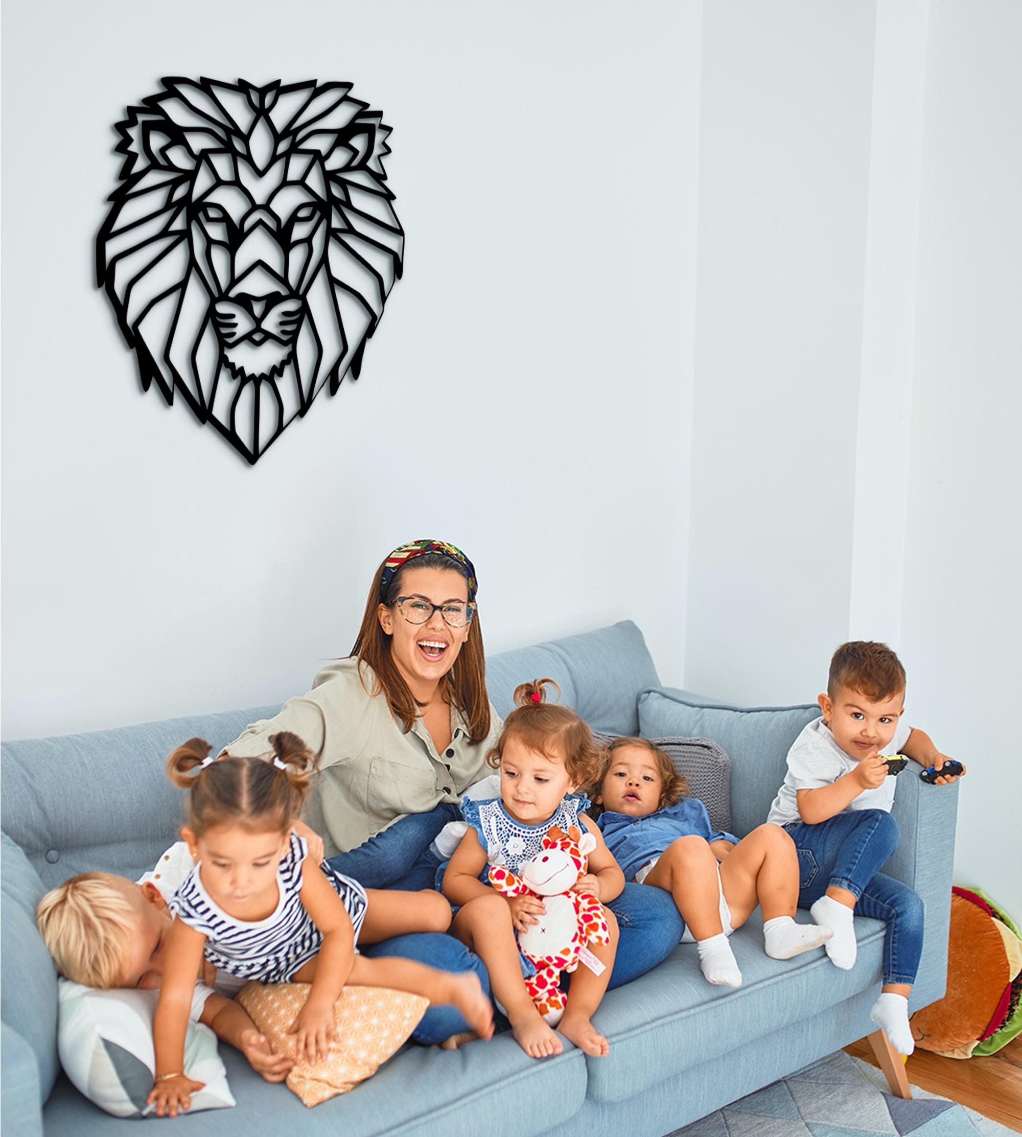Geometric Lion Head: Wooden Wall Art Decor