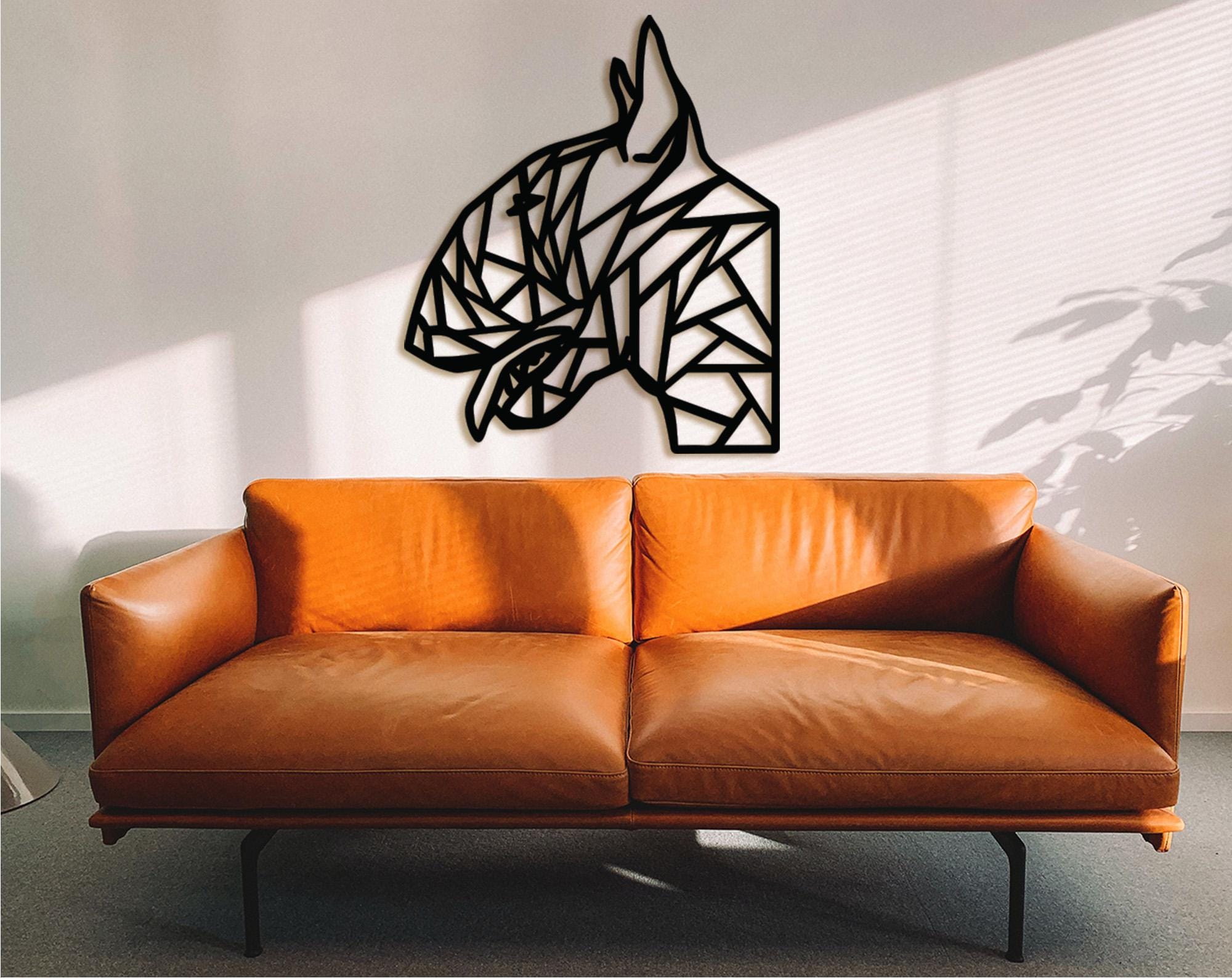 Geometric Bull Terrier Wood Wall Art: Dog Lover Gift