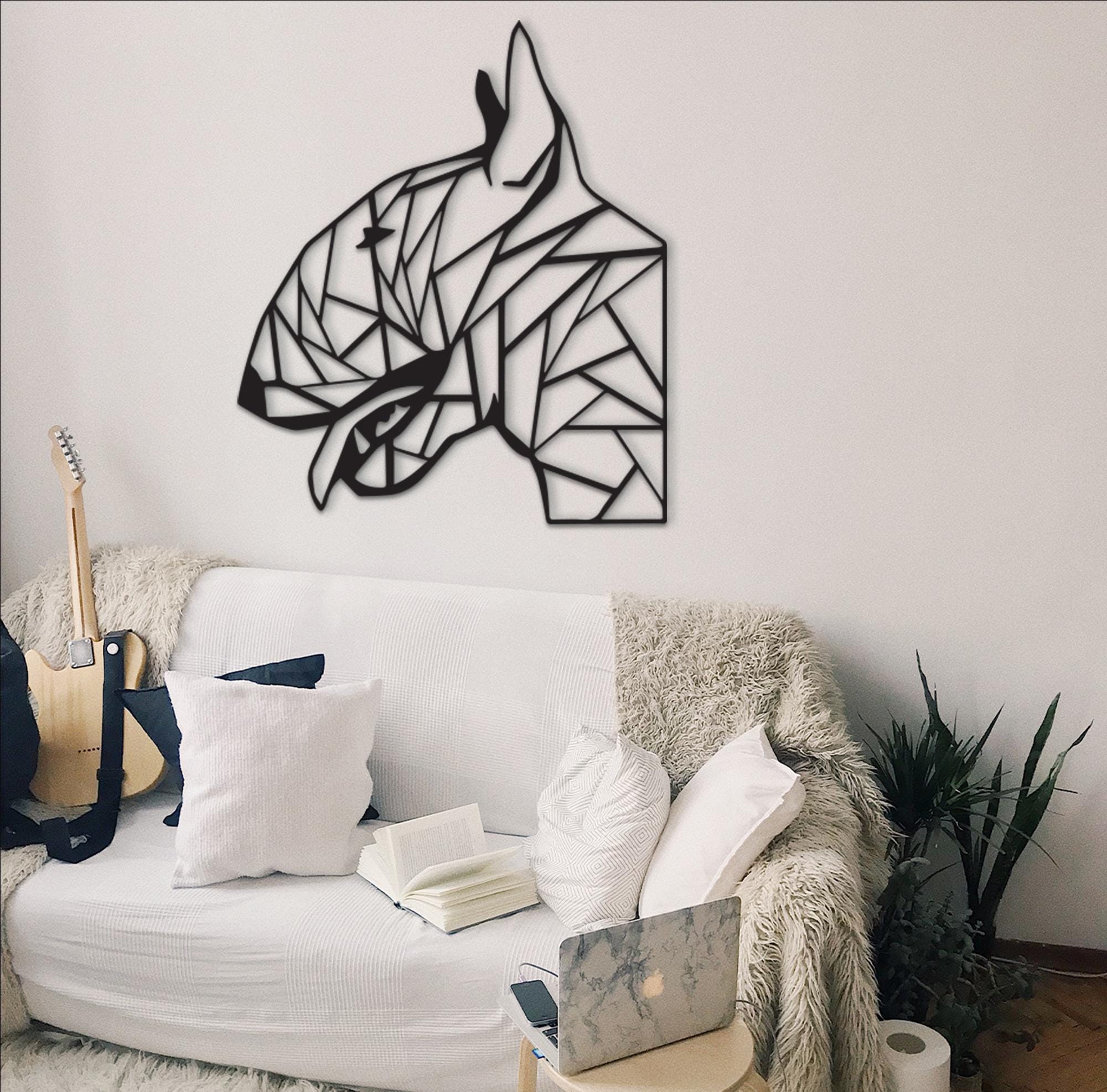 Geometric Bull Terrier Wood Wall Art: Dog Lover Gift