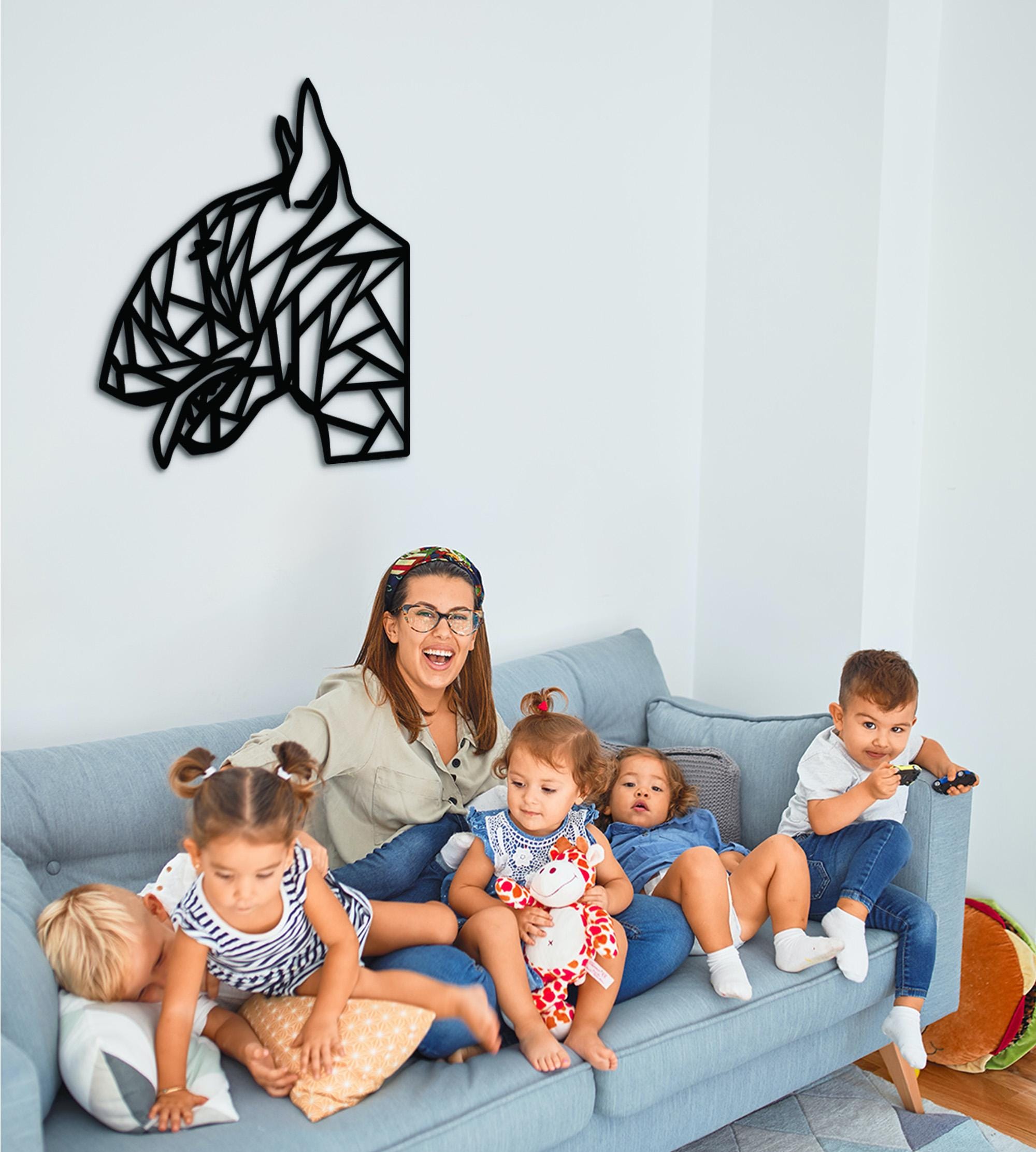 Geometric Bull Terrier Wood Wall Art: Dog Lover Gift