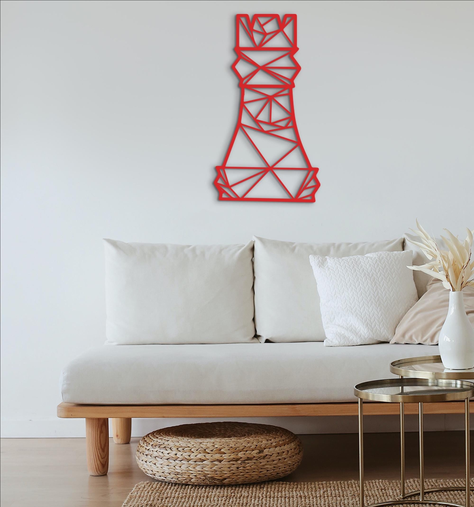 Geometric Rook Chess Piece: 3D Shadow Wood Wall Art