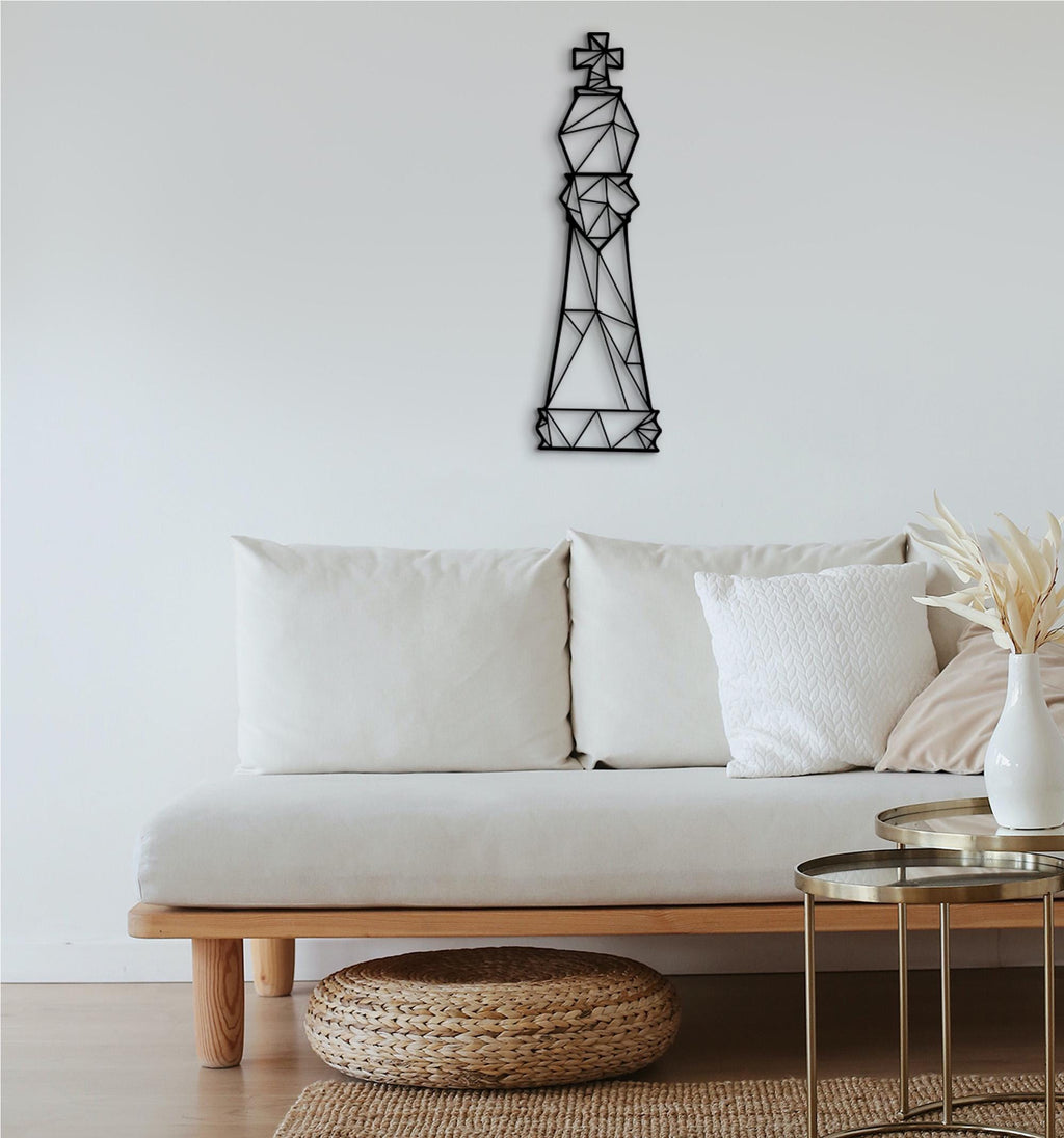 King Chess Piece Wood Wall Art: Geometric Decor