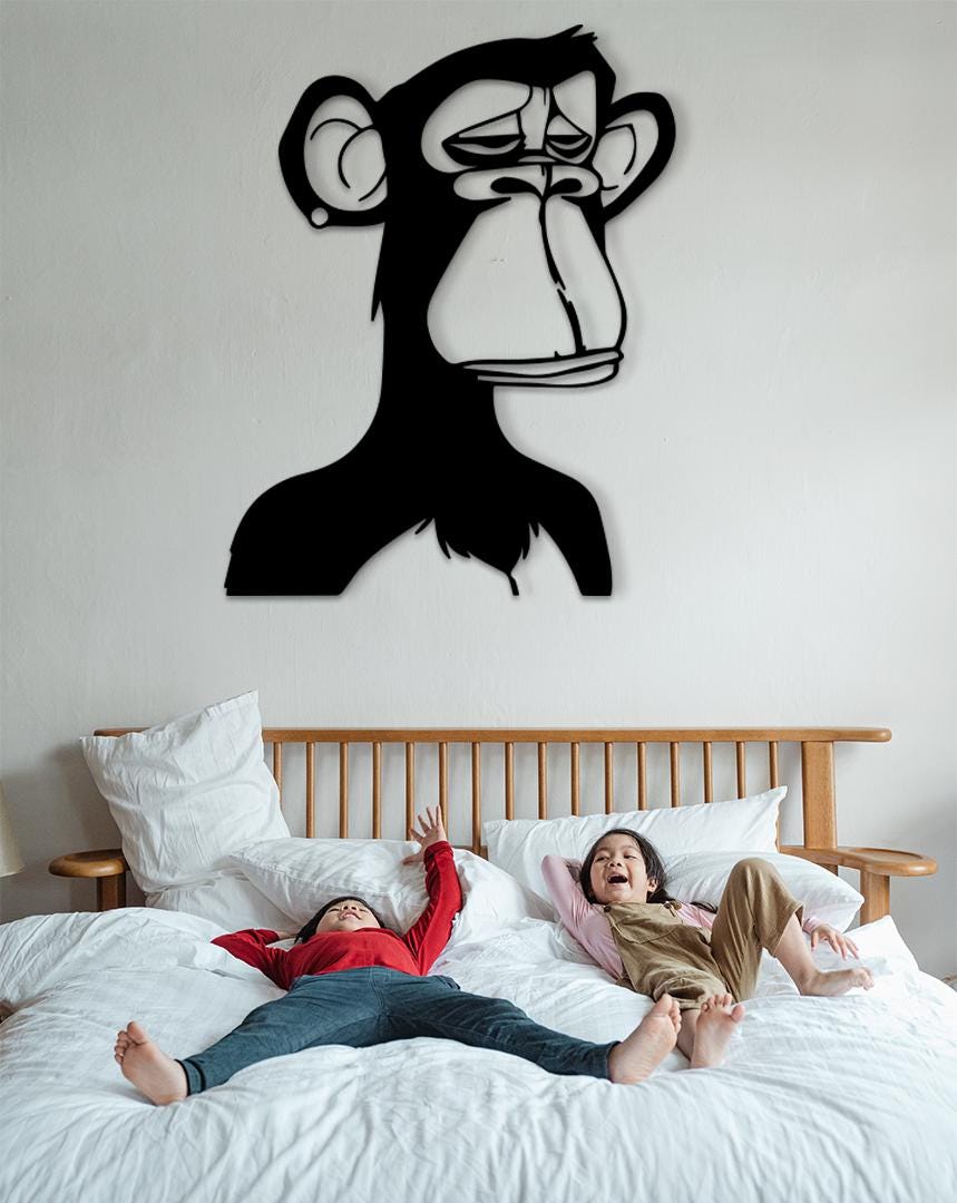 Monkey NFT Wood Wall Art, Crypto Decor, 3D Shadow Effect