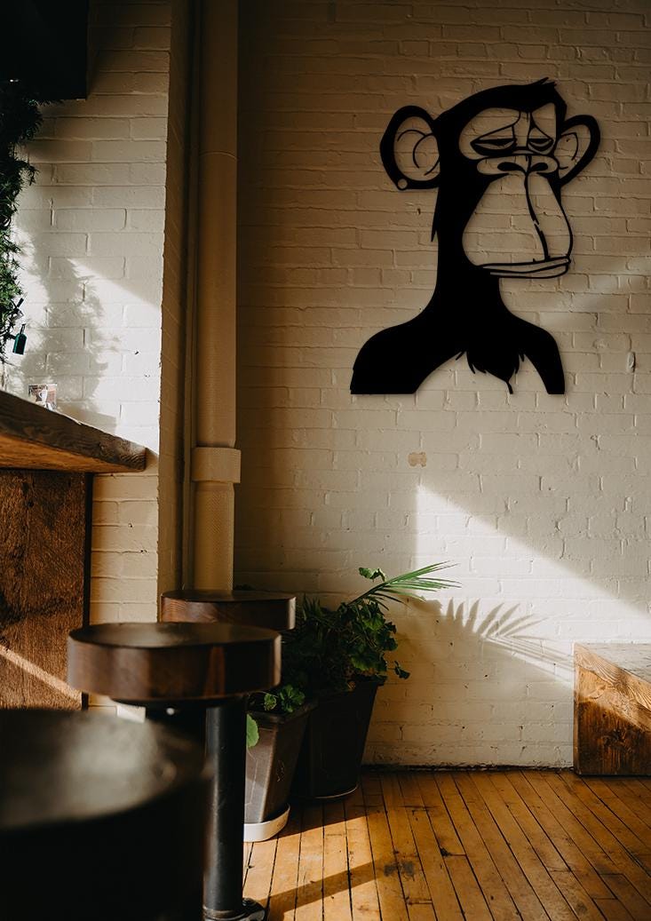 Monkey NFT Wood Wall Art, Crypto Decor, 3D Shadow Effect