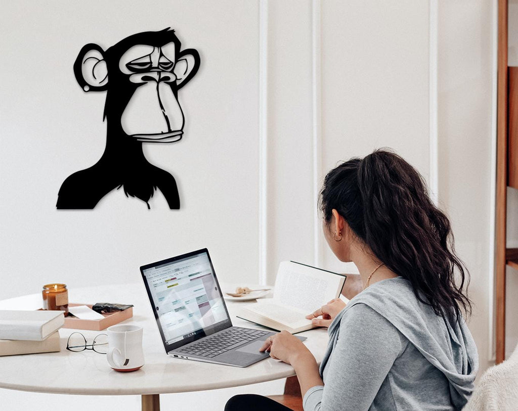 Monkey NFT Wood Wall Art, Crypto Decor, 3D Shadow Effect