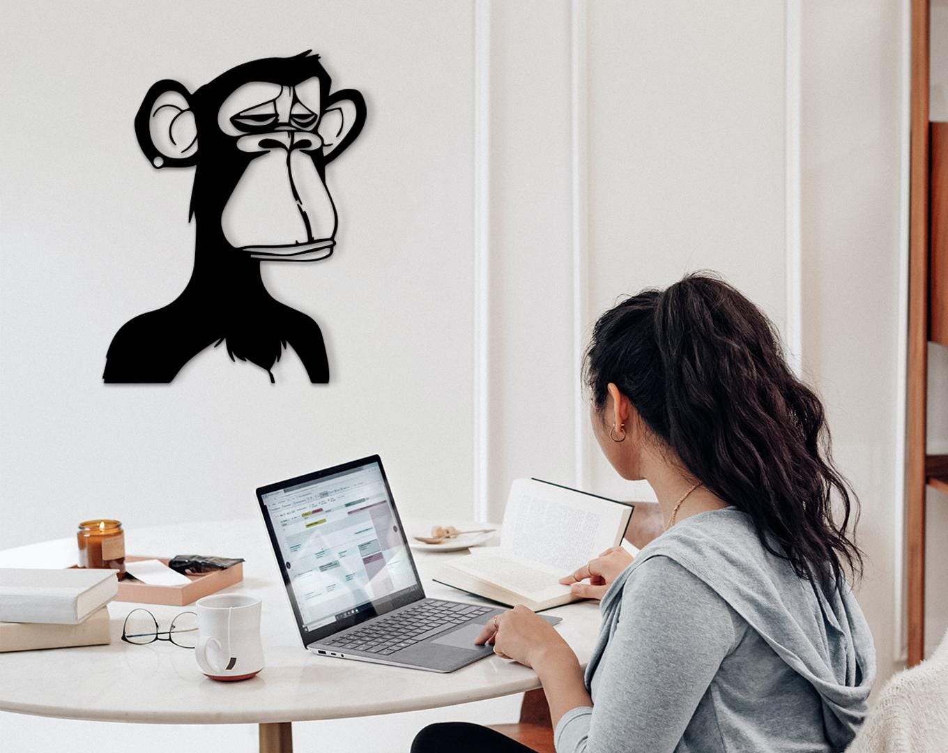 Monkey NFT Wood Wall Art, Crypto Decor, 3D Shadow Effect