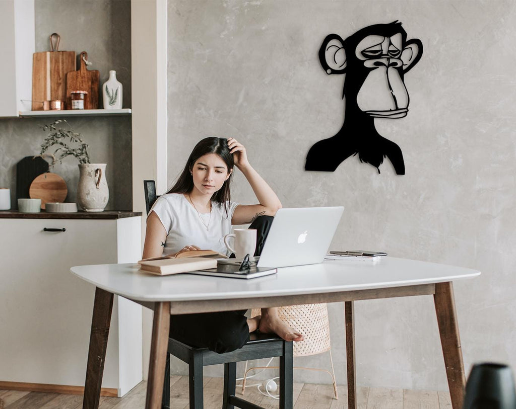 Monkey NFT Wood Wall Art, Crypto Decor, 3D Shadow Effect