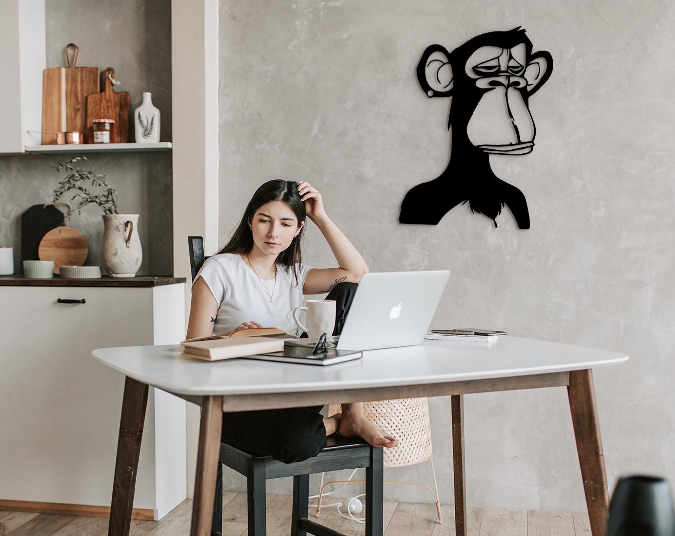 Monkey NFT Wood Wall Art, Crypto Decor, 3D Shadow Effect