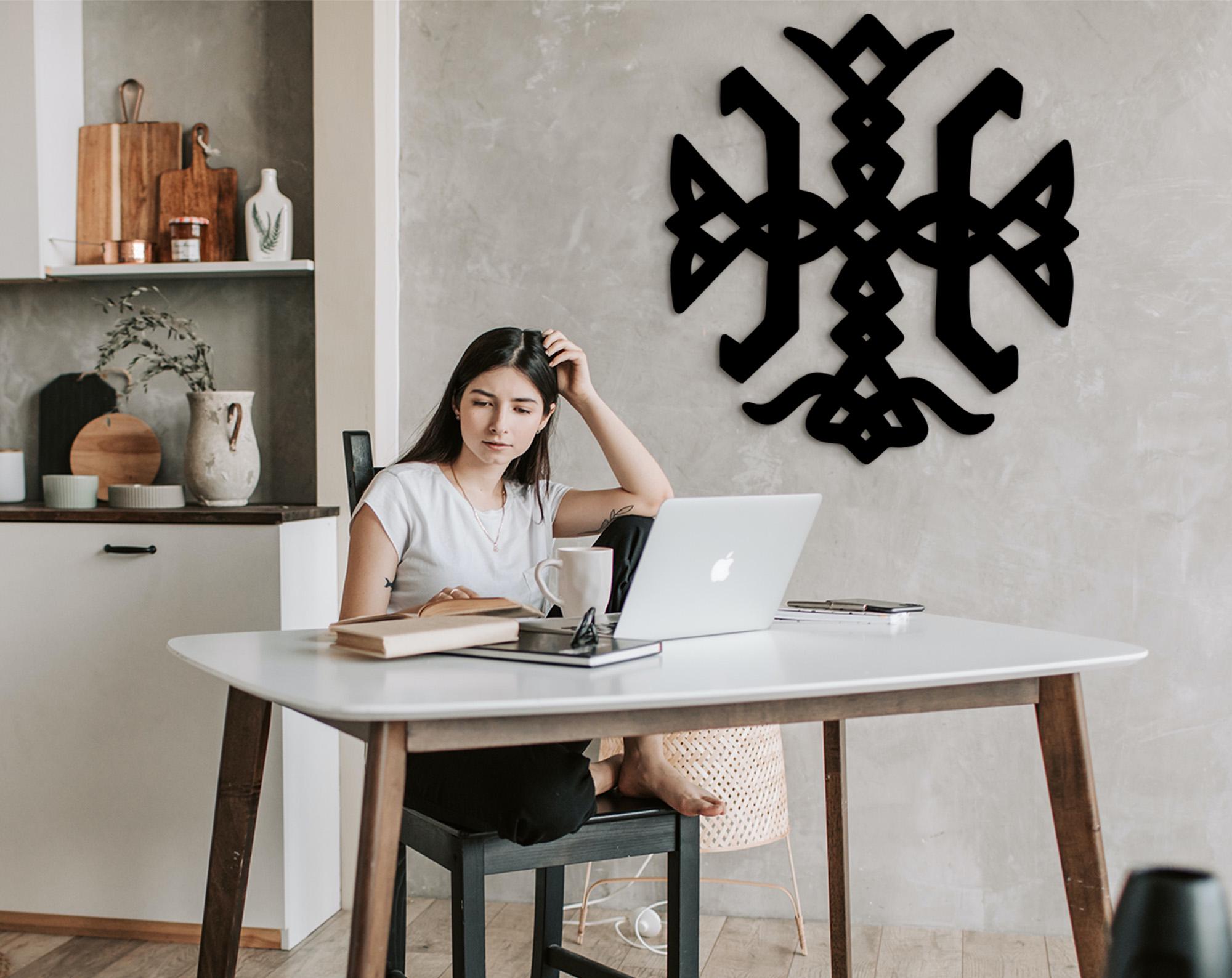 Nordic Bindrune Wood Wall Decor – Ancient Finnish Symbol