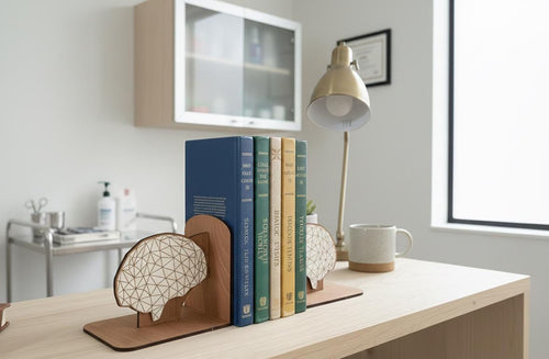 Anatomical Brain Bookends, Laser Engraved, Psychology & Medical Decor