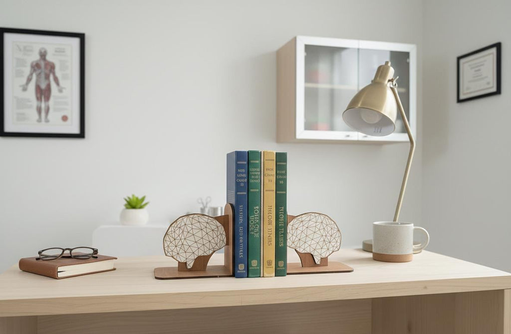 Anatomical Brain Bookends, Laser Engraved, Psychology & Medical Decor
