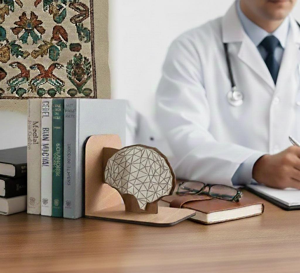 Anatomical Brain Bookends, Laser Engraved, Psychology & Medical Decor