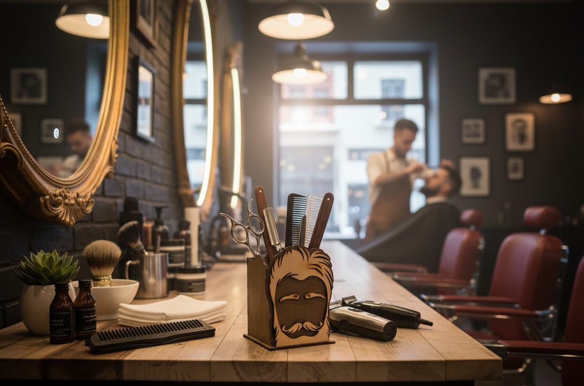 Barber Shear Holder: Wooden Stylist Tool Organizer