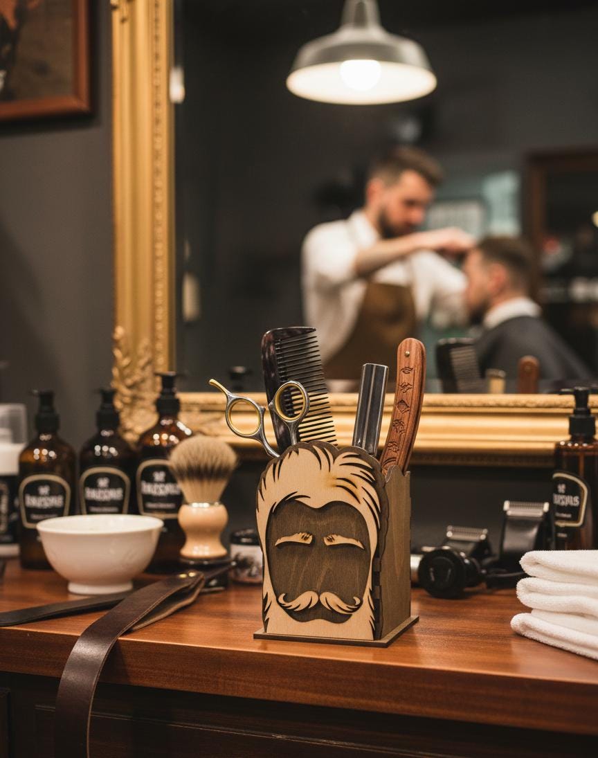 Barber Shear Holder: Wooden Stylist Tool Organizer