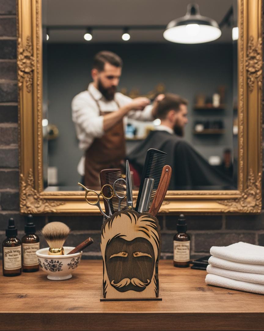 Barber Shear Holder: Wooden Stylist Tool Organizer