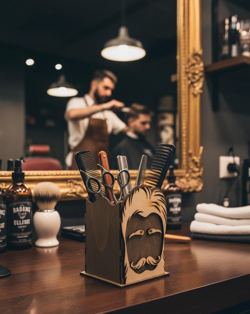 Barber Shear Holder: Wooden Stylist Tool Organizer