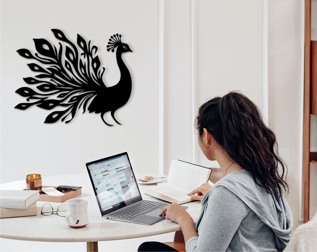 Peacock Wood Wall Art, Boho Home Decor, Laser Cut Wood