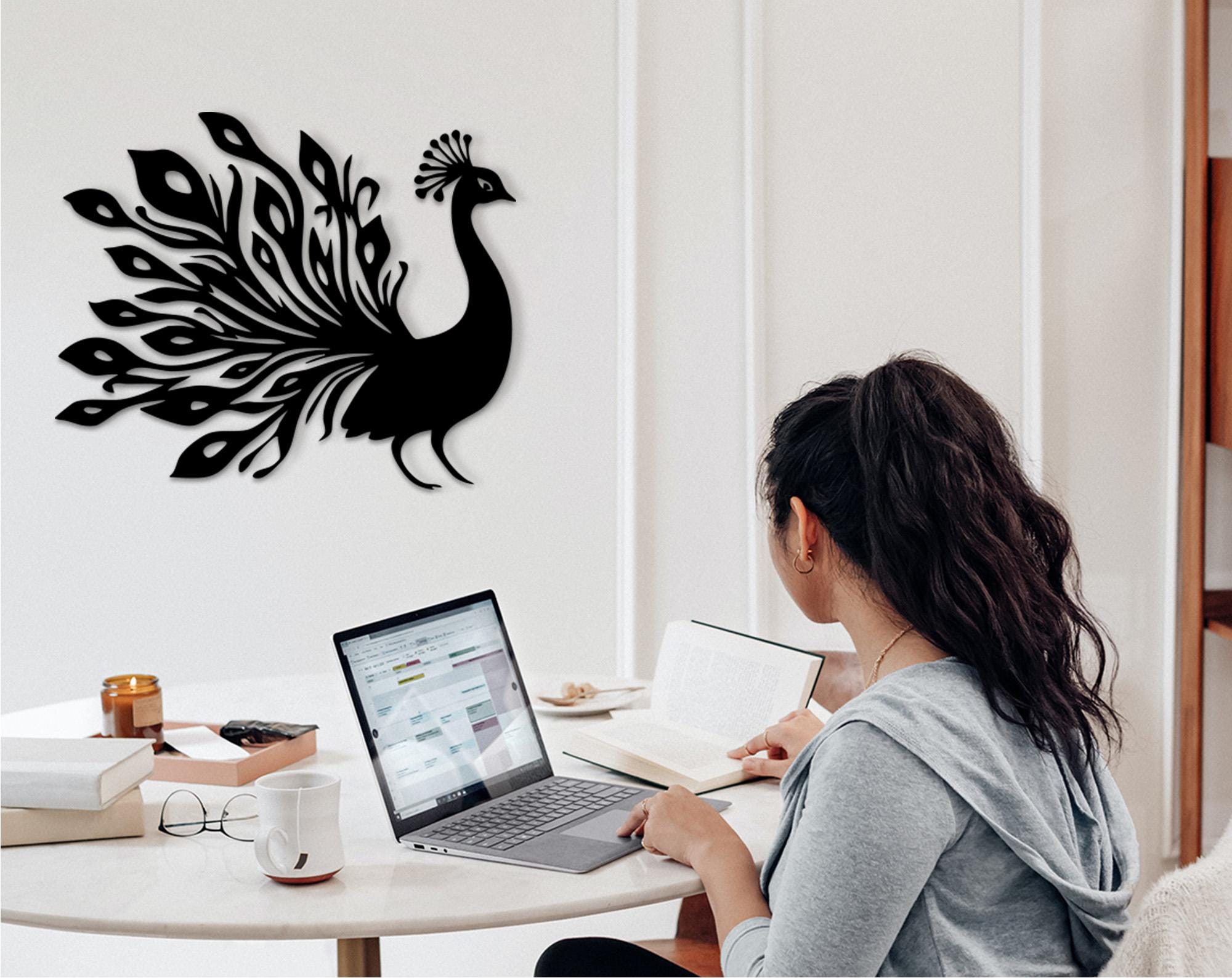 Peacock Wood Wall Art, Boho Home Decor, Laser Cut Wood