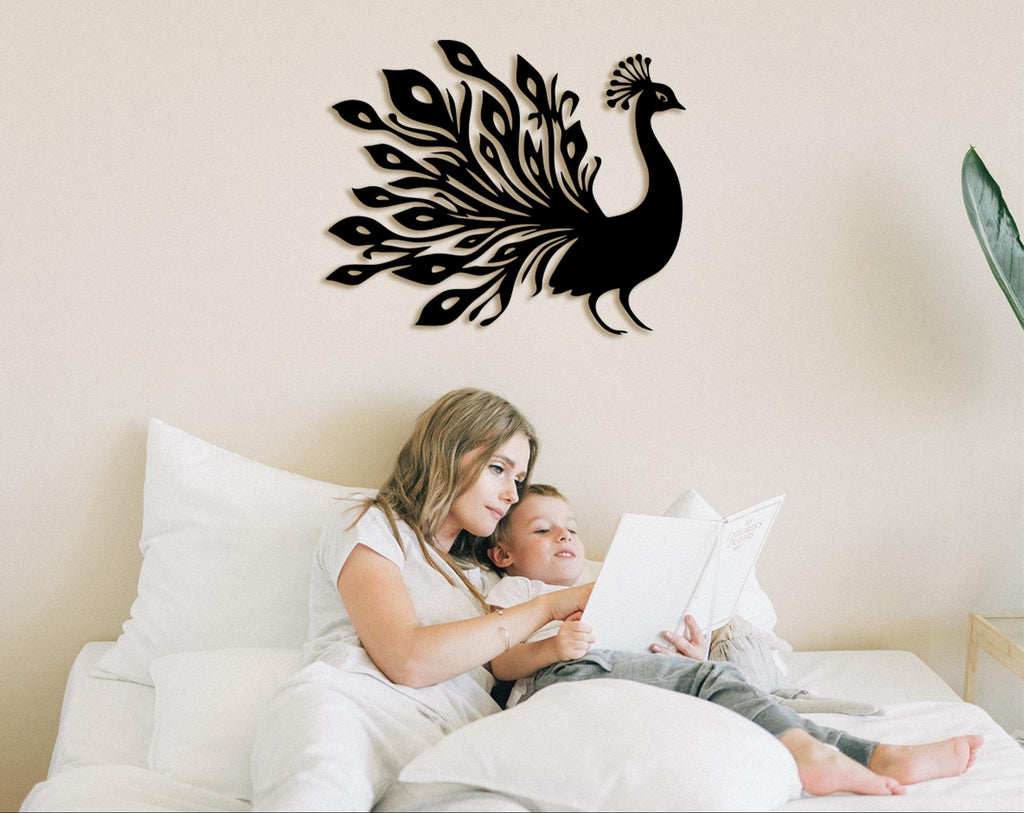 Peacock Wood Wall Art, Boho Home Decor, Laser Cut Wood