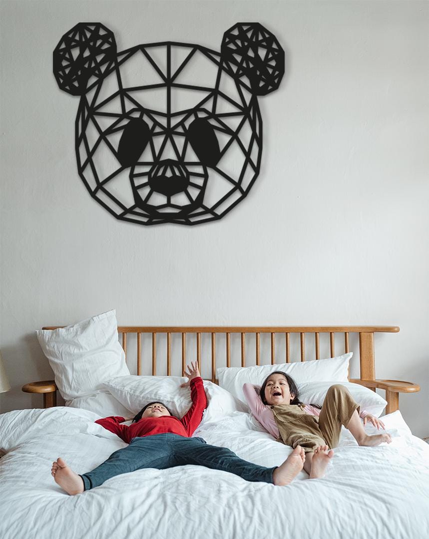 Geometric Panda Head: Wood Wall Art, Baby Room Decor