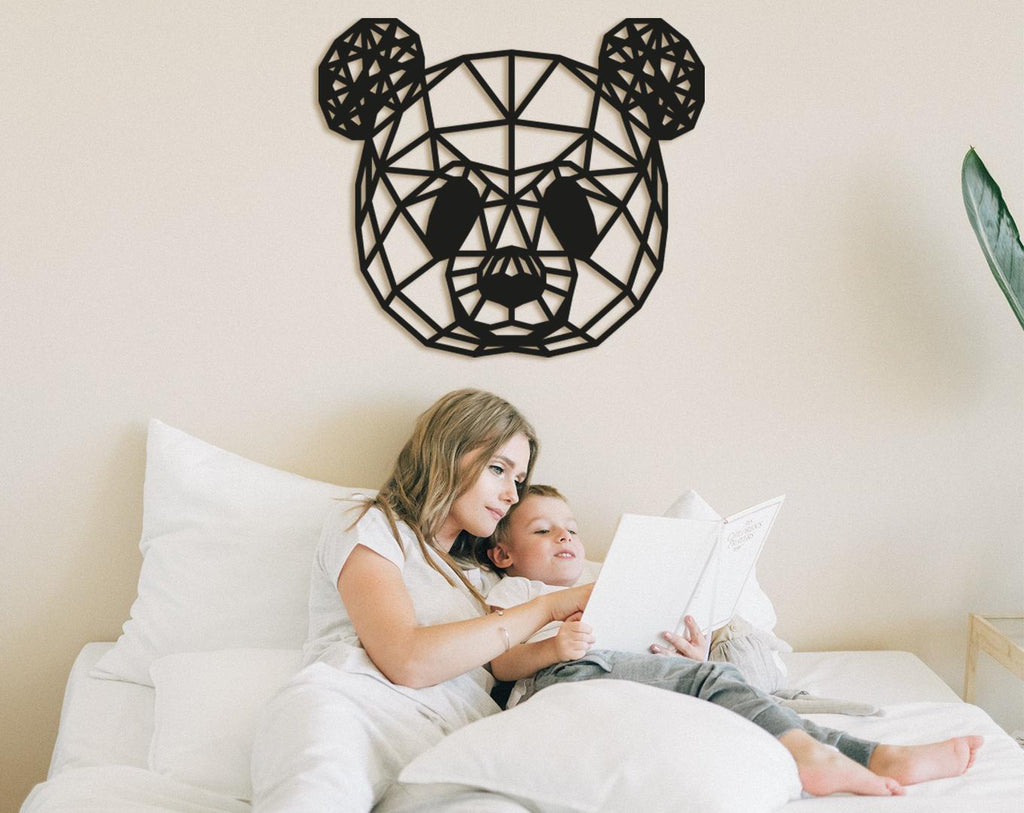 Geometric Panda Head: Wood Wall Art, Baby Room Decor