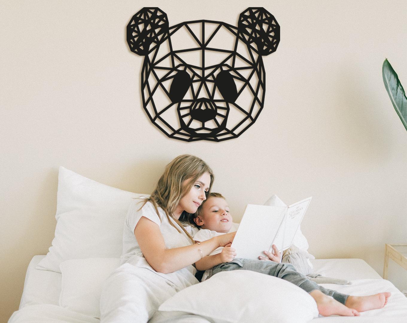 Geometric Panda Head: Wood Wall Art, Baby Room Decor