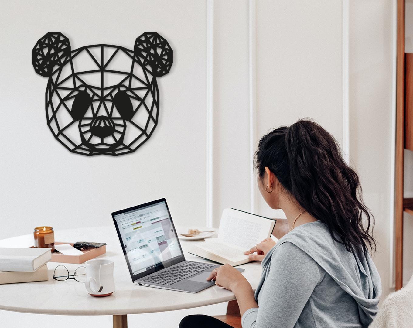Geometric Panda Head: Wood Wall Art, Baby Room Decor