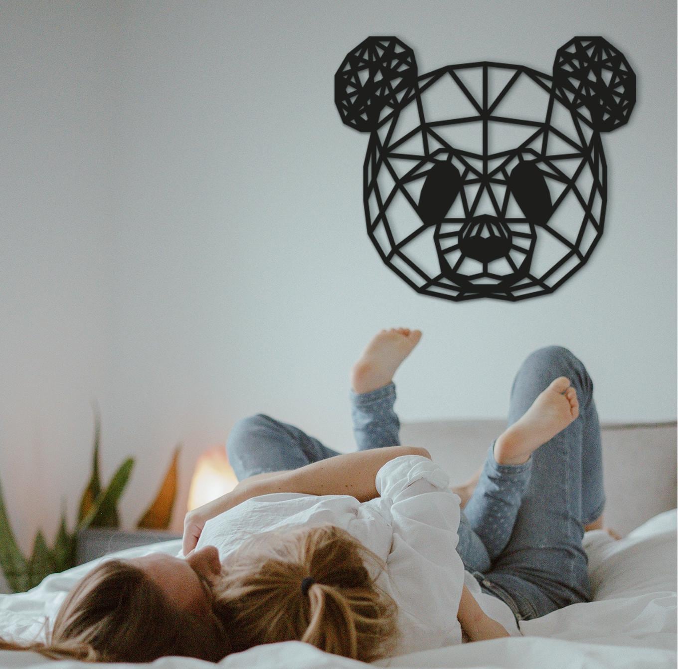 Geometric Panda Head: Wood Wall Art, Baby Room Decor