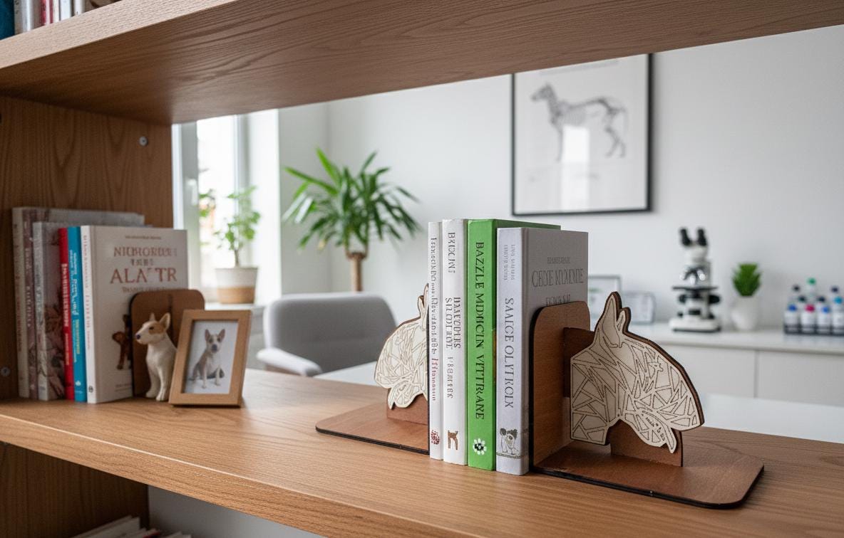 Geometric Bull Terrier Bookends, Laser Cut Birch Plywood, Modern Dog Decor