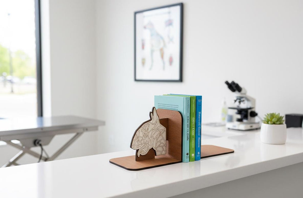 Geometric Bull Terrier Bookends, Laser Cut Birch Plywood, Modern Dog Decor