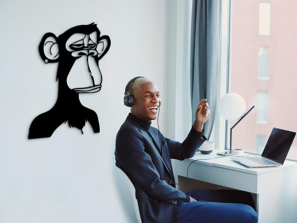 Monkey NFT Wood Wall Art, Crypto Decor, 3D Shadow Effect