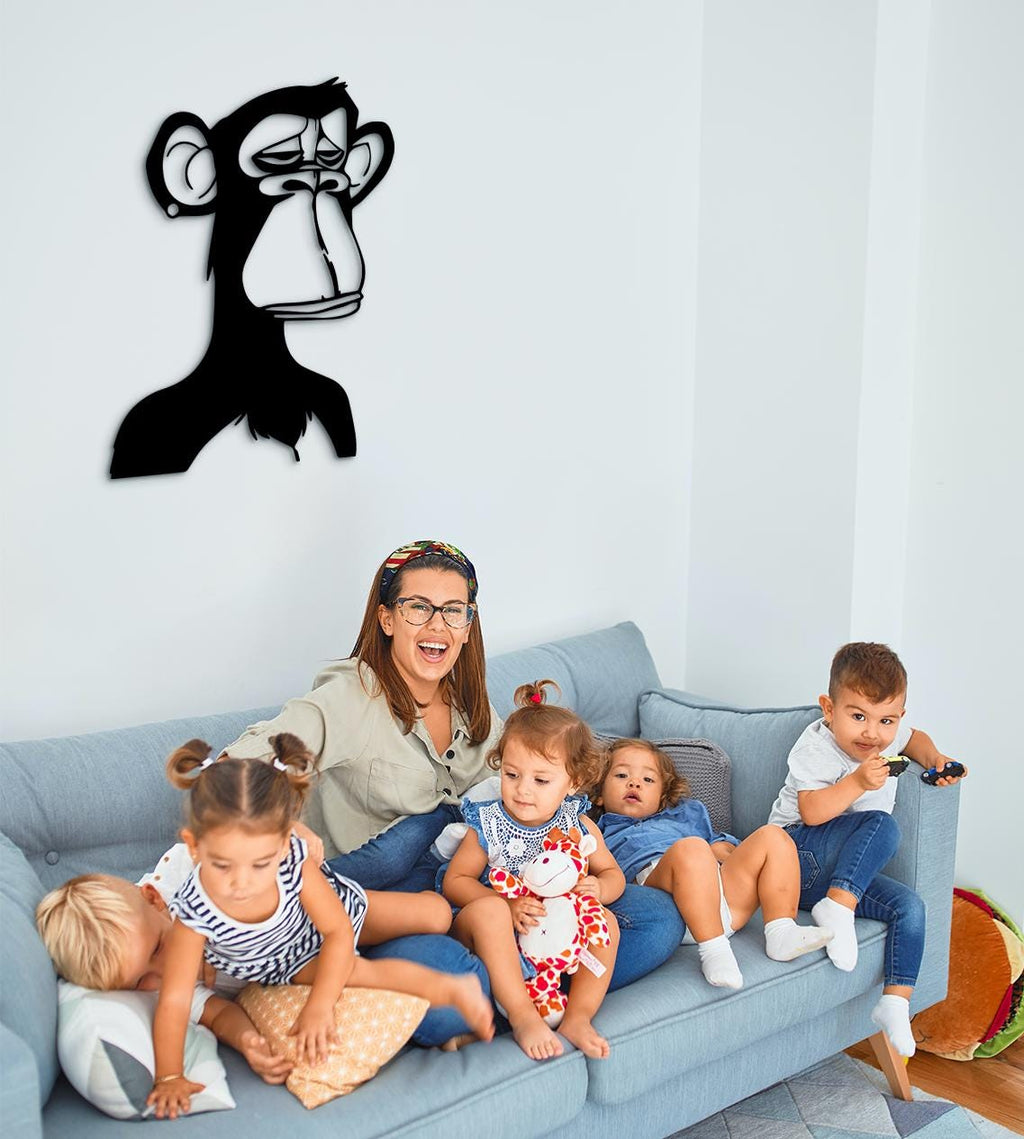 Monkey NFT Wood Wall Art, Crypto Decor, 3D Shadow Effect