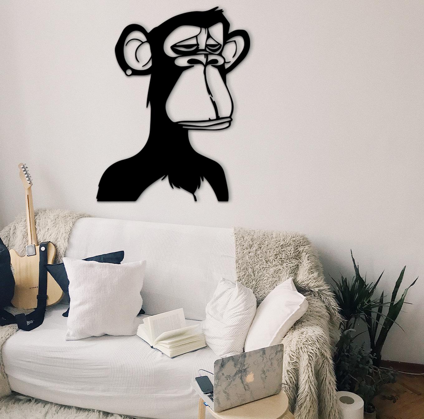 Monkey NFT Wood Wall Art, Crypto Decor, 3D Shadow Effect