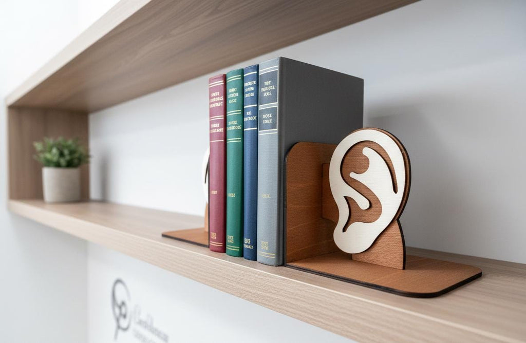Anatomical Ear Bookends, Laser Cut Wood, Medical Student Gift