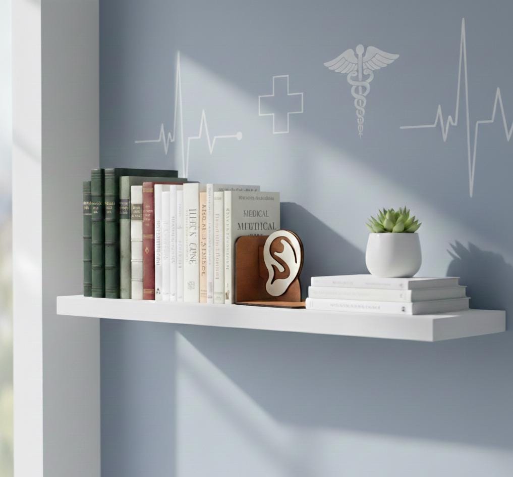 Anatomical Ear Bookends, Laser Cut Wood, Medical Student Gift
