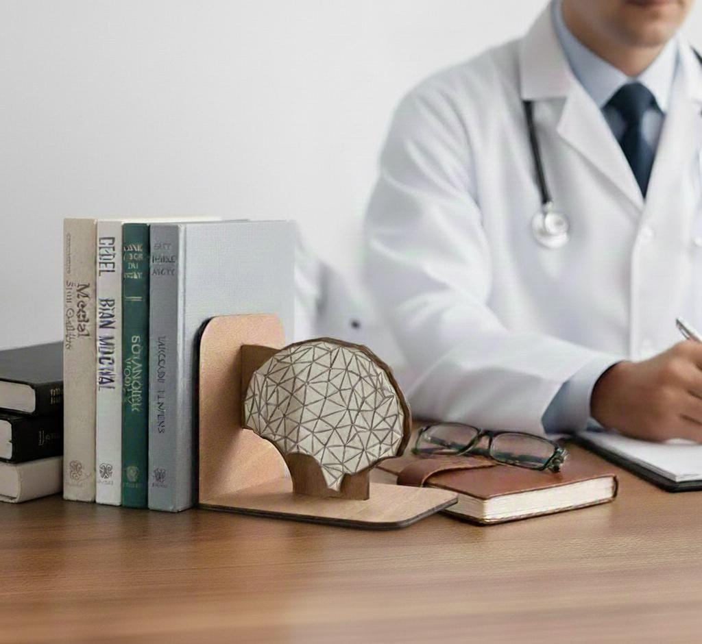 Anatomical Brain Bookends, Laser Engraved, Psychology & Medical Decor