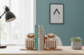 Handmade Wooden Duafe Bookends, African Adinkra Decor