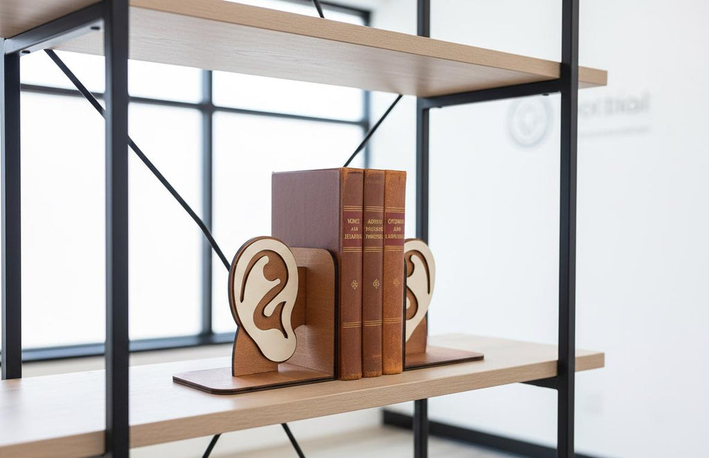 Anatomical Ear Bookends, Laser Cut Wood, Medical Student Gift