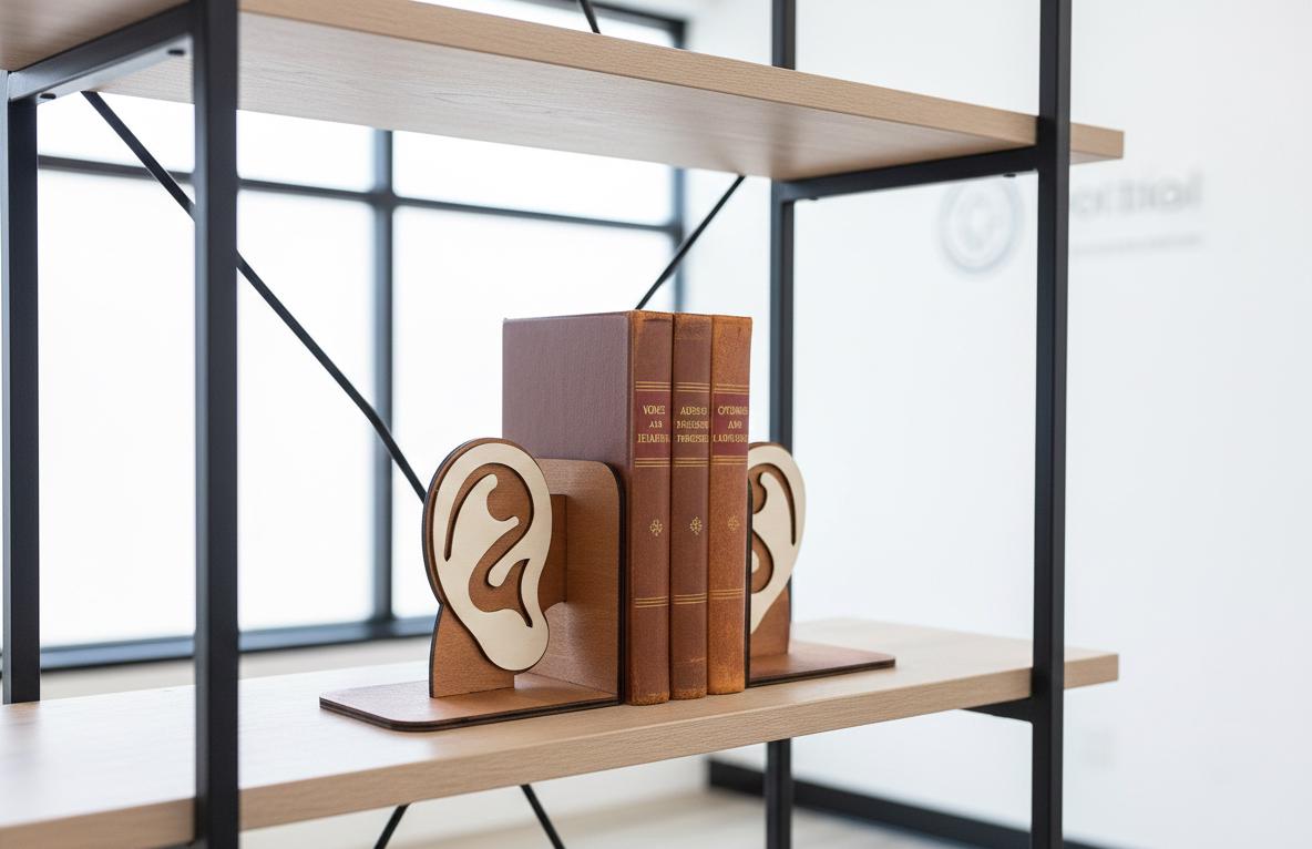Anatomical Ear Bookends, Laser Cut Wood, Medical Student Gift