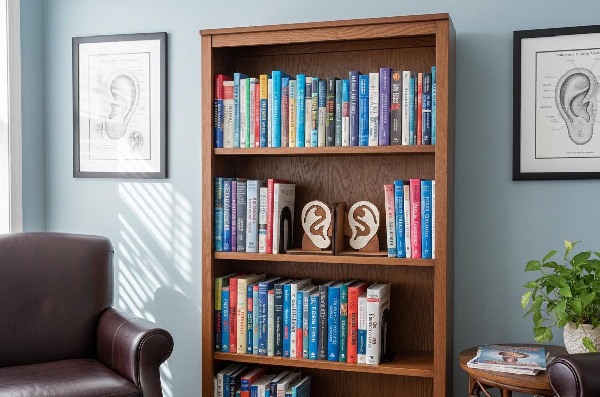 Anatomical Ear Bookends, Laser Cut Wood, Medical Student Gift