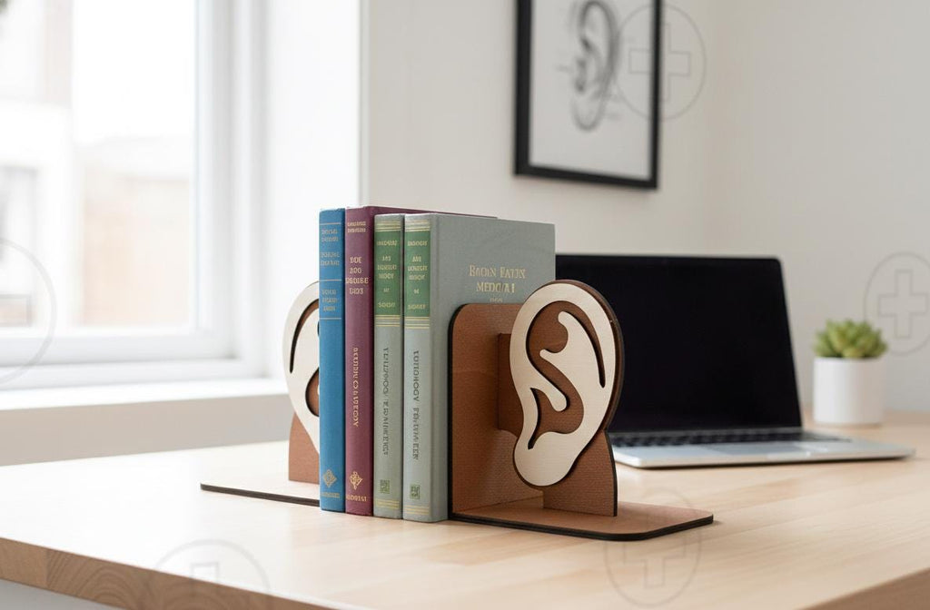 Anatomical Ear Bookends, Laser Cut Wood, Medical Student Gift