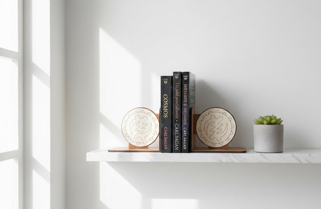 Gye Nyame Wooden Bookends, Adinkra Symbol, African Decor