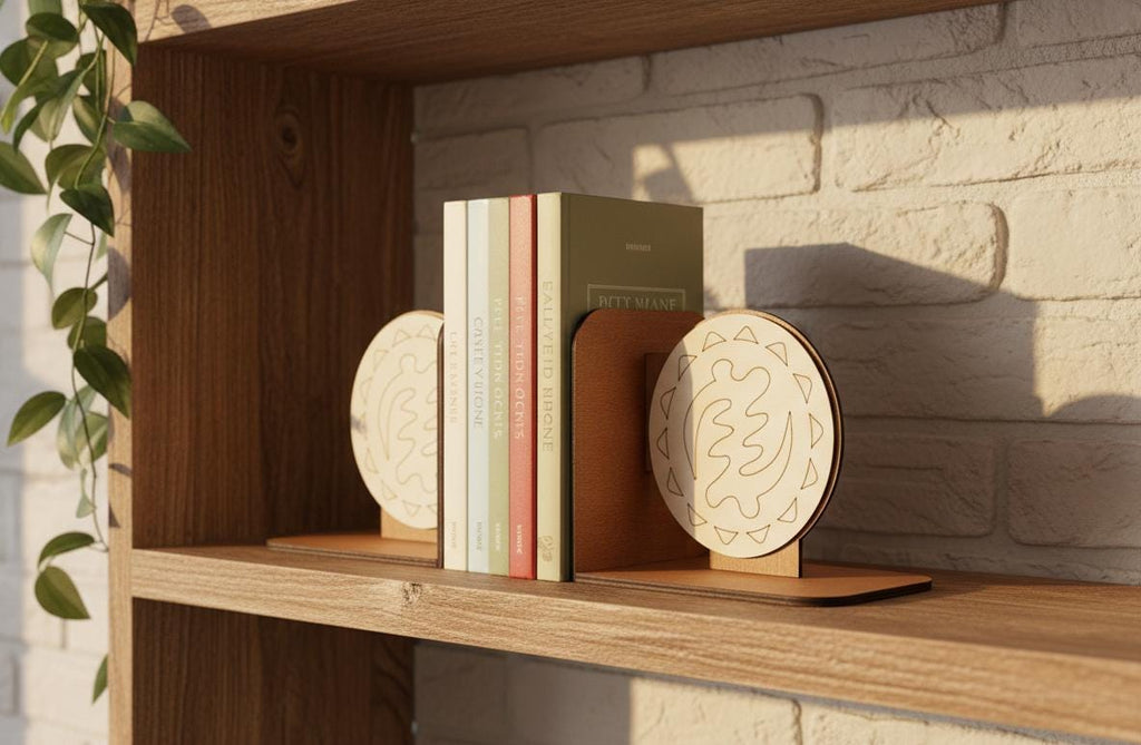 Gye Nyame Wooden Bookends, Adinkra Symbol, African Decor