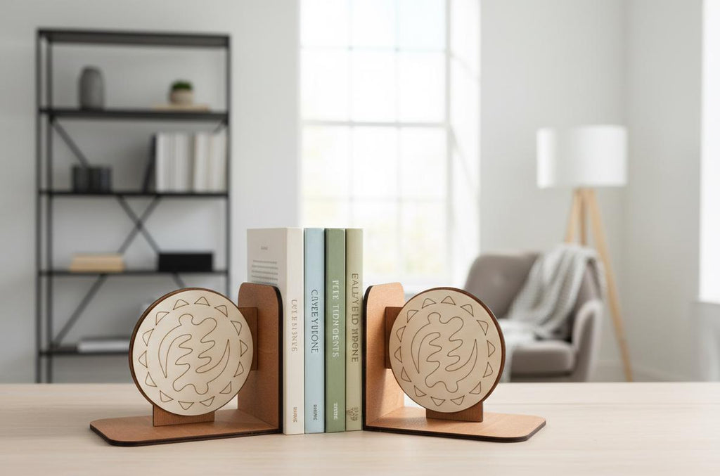Gye Nyame Wooden Bookends, Adinkra Symbol, African Decor