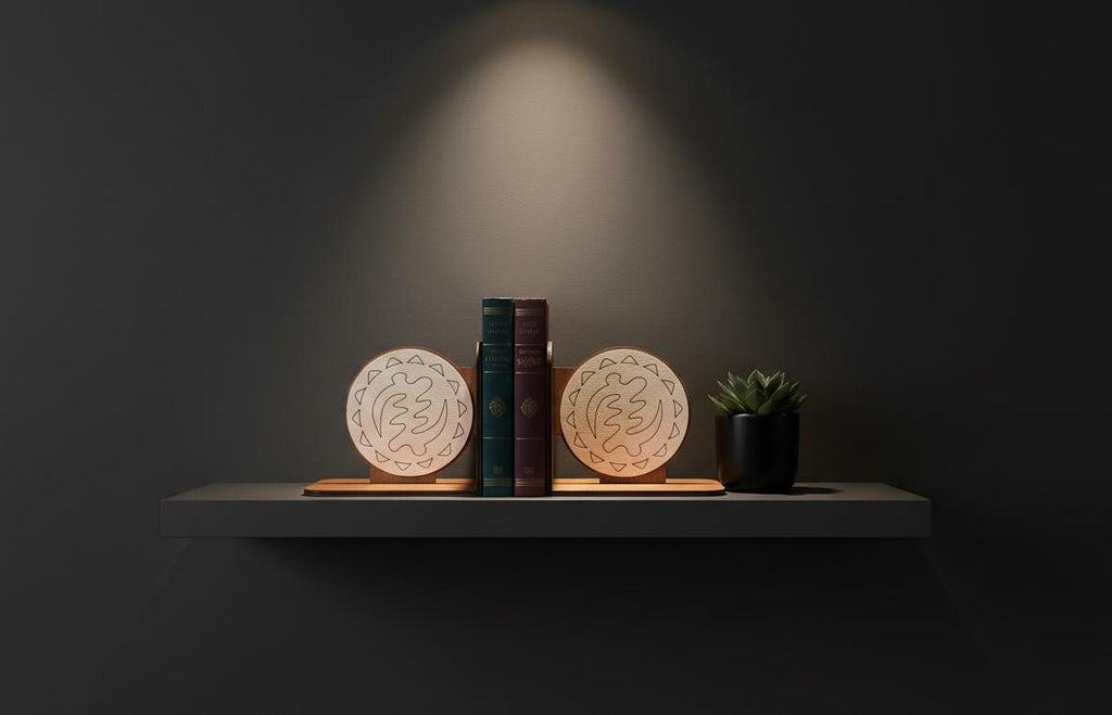 Gye Nyame Wooden Bookends, Adinkra Symbol, African Decor