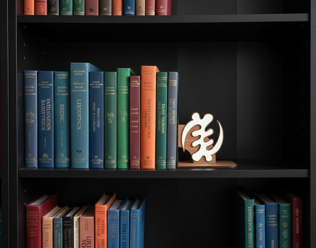 Gye Nyame Wooden Bookends, African Adinkra Decor, Ghanaian Gift
