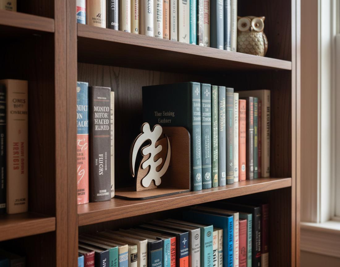 Gye Nyame Wooden Bookends, African Adinkra Decor, Ghanaian Gift