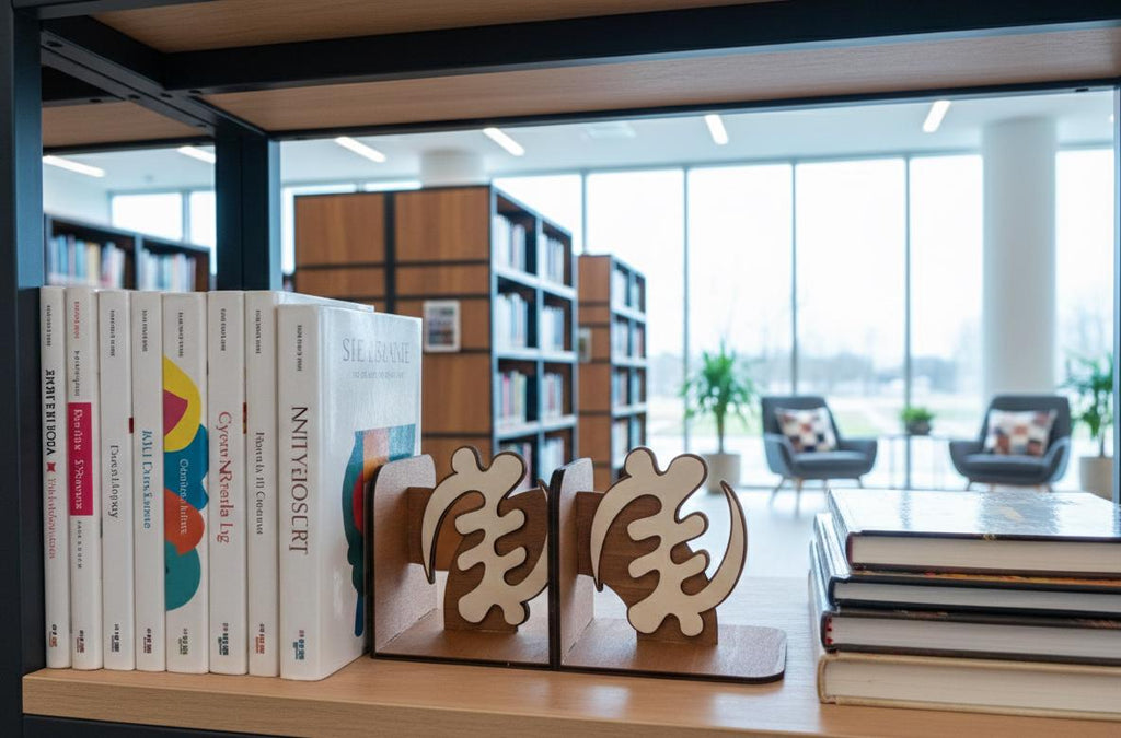 Gye Nyame Wooden Bookends, African Adinkra Decor, Ghanaian Gift