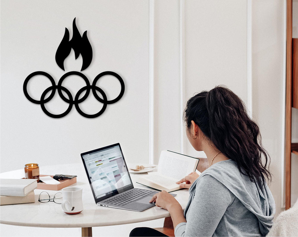 3D Wooden Five Rings Wall Art, Home Gym Decor