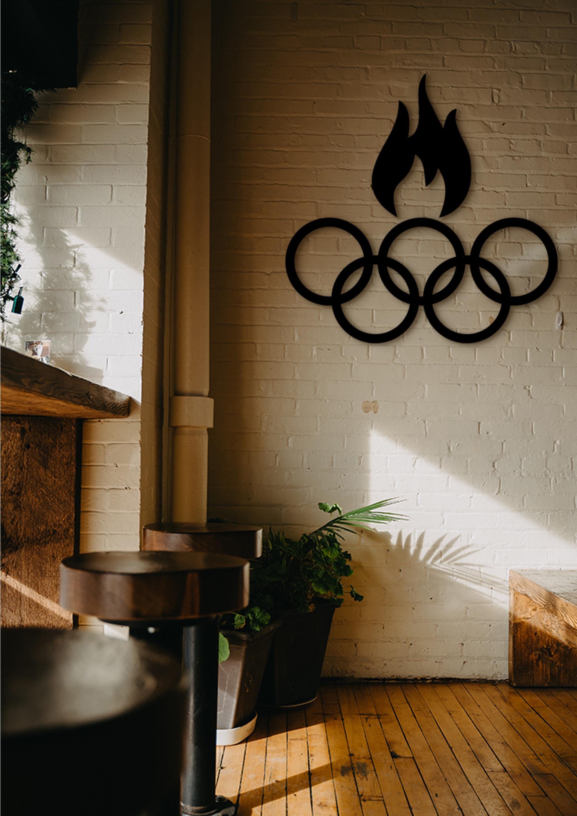 3D Wooden Five Rings Wall Art, Home Gym Decor